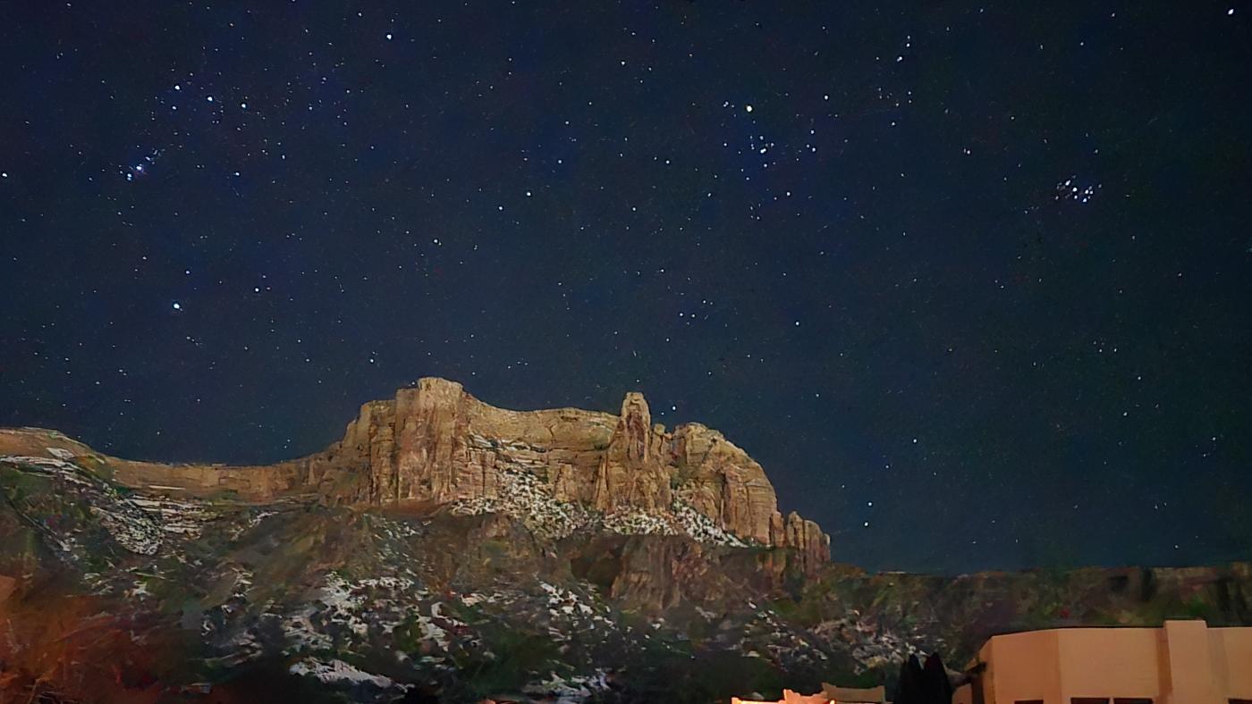 Night sky over monument